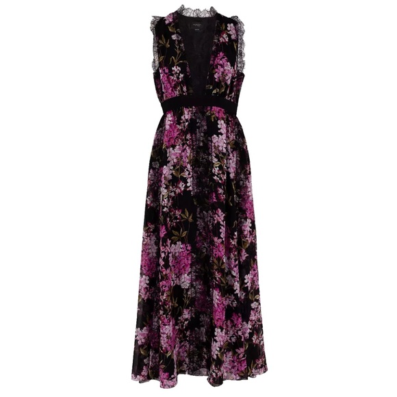 🖤 GIAMBATTISTA VALLI Floral Lace Silk Dress 44/8 - Picture 5 of 7